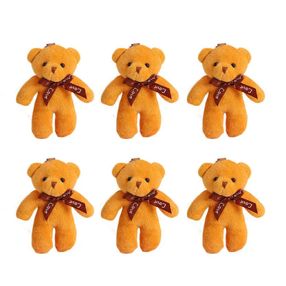 6/12pcs Mini Bear Plush Keychain Colorful Bear Stuffed Toy School Bag Pendant Teddy Doll Graduation Party Supplies Wedding Gift