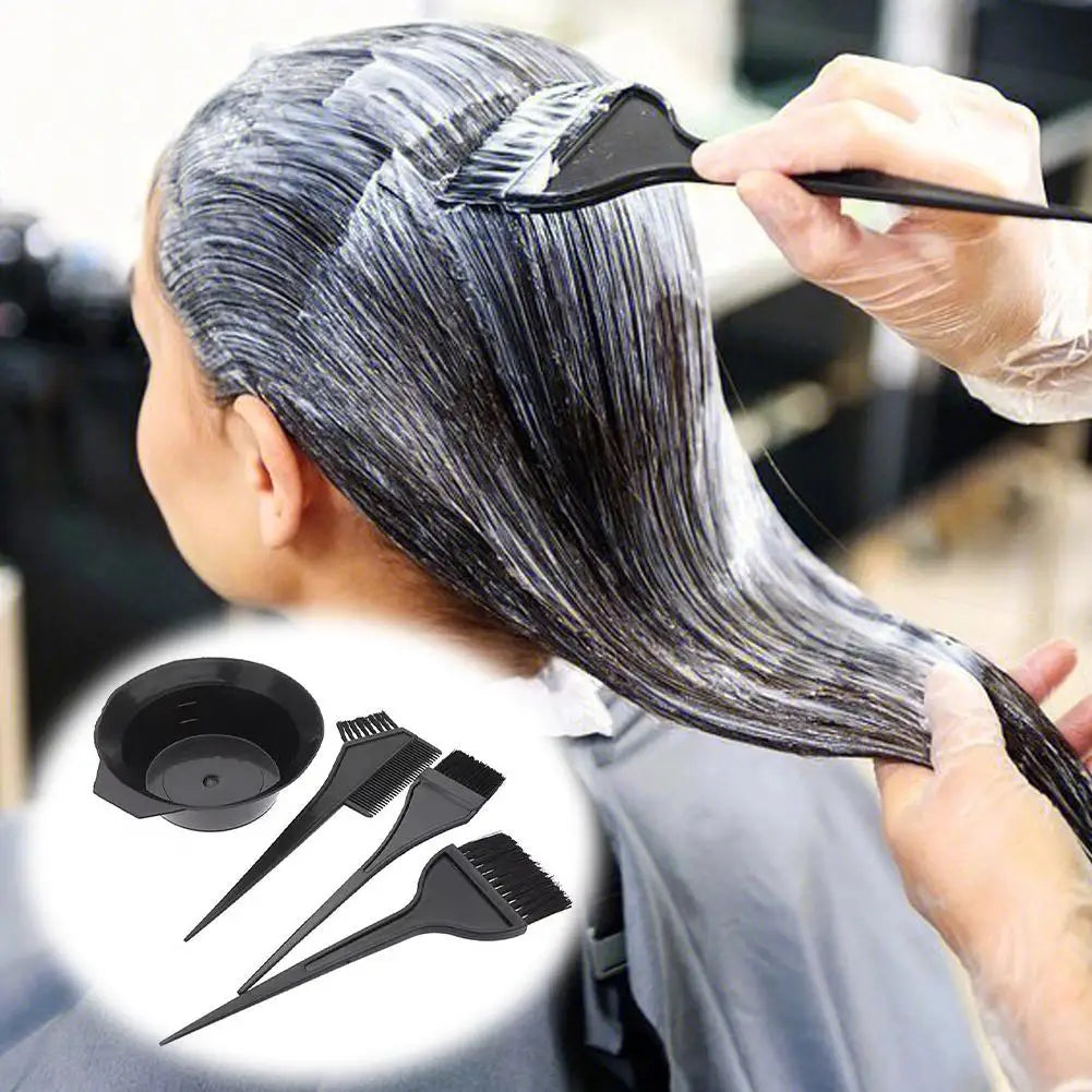 4Pcs Home Salon Hair Dyeing Brush Set Hair Dyeing Cream Bowl Coloring Brush Comb Kits Hair Tint Applicator Barber Styling Tool