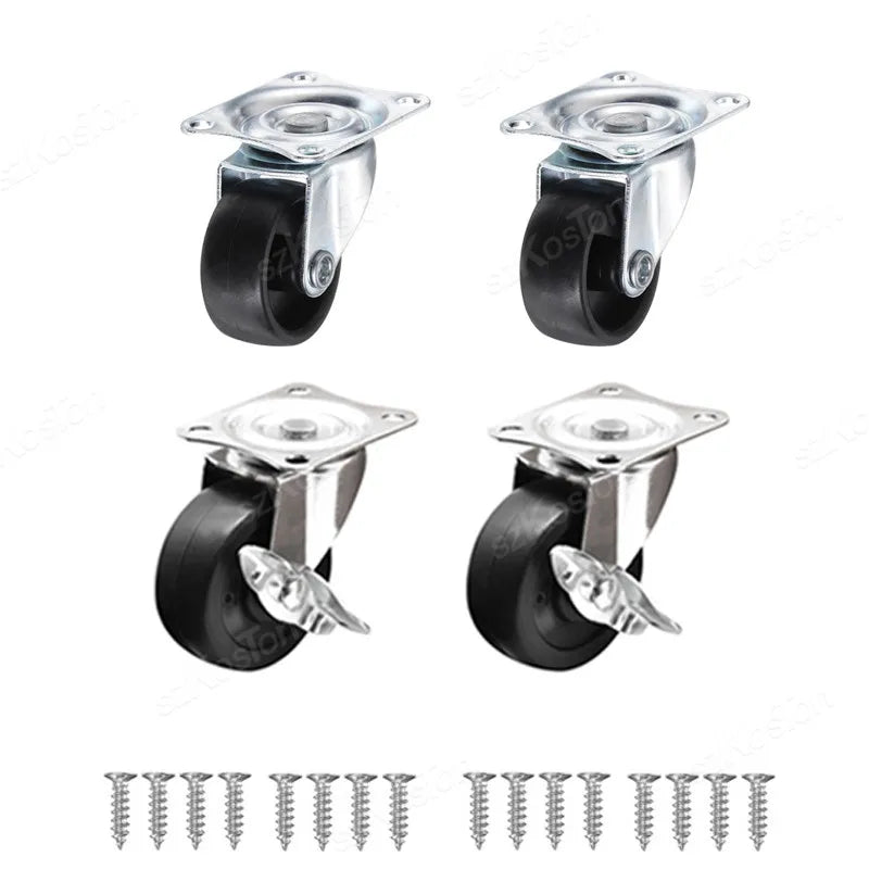 4pcs 1 1.25 1.5 2 Inch Furniture Caster Soft Rubber Universal Wheel Swivel Caster Roller Wheel For Platform Trolley Accessories