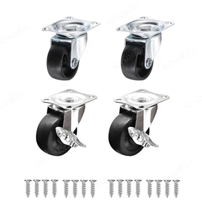 4pcs 1 1.25 1.5 2 Inch Furniture Caster Soft Rubber Universal Wheel Swivel Caster Roller Wheel For Platform Trolley Accessories