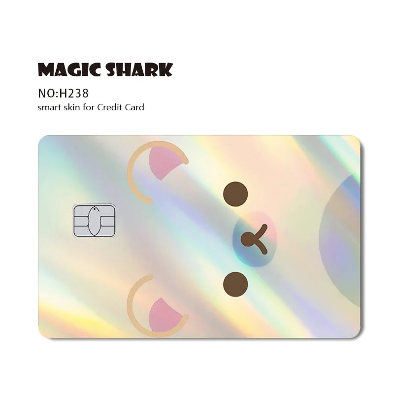 2025 New Cute Holographic Mouse Cat No Fade Laser Reflective Front Skin Cover Skin Sticker for Credit Card Debit Bank Card