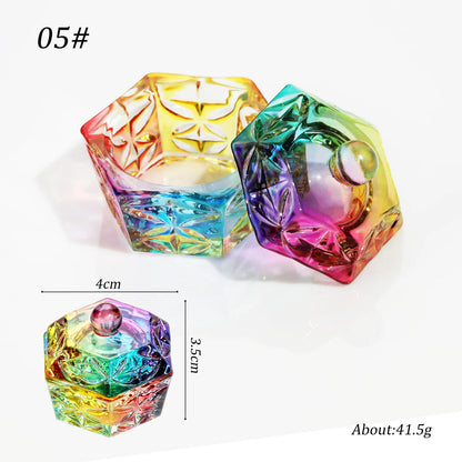 1pcs Pink Crystal Glass Dappen Dish Acrylic Powder Liquid Holder Container Heart Shape Nail Lid Cup Bowl Manicure Accessories