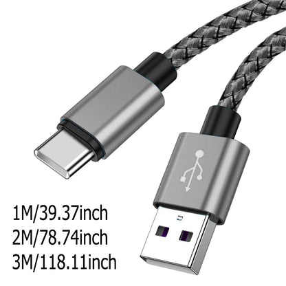 USB A to Type C Charging Cable 2A Fast Charger Nylon Data Cable 1M 2M 3M For Android Huawei Samsung TypeC Phone Charging Device