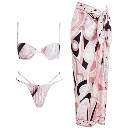 Sexy Women 2Pcs Halter Bikini Swimsuits Female Push Up Swimwear Micro Bikinis Bathingsuit Swim Suit Beachwear Printed Biquini
