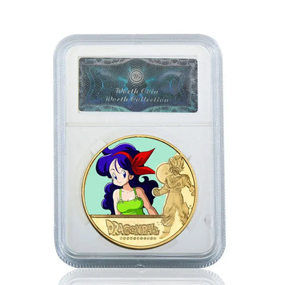 Dragon Ball Gold Plated Gold Coin Son Goku Vegeta Commemorative Coins Children Classic Anime Peripherals Collection Toy Souvenir