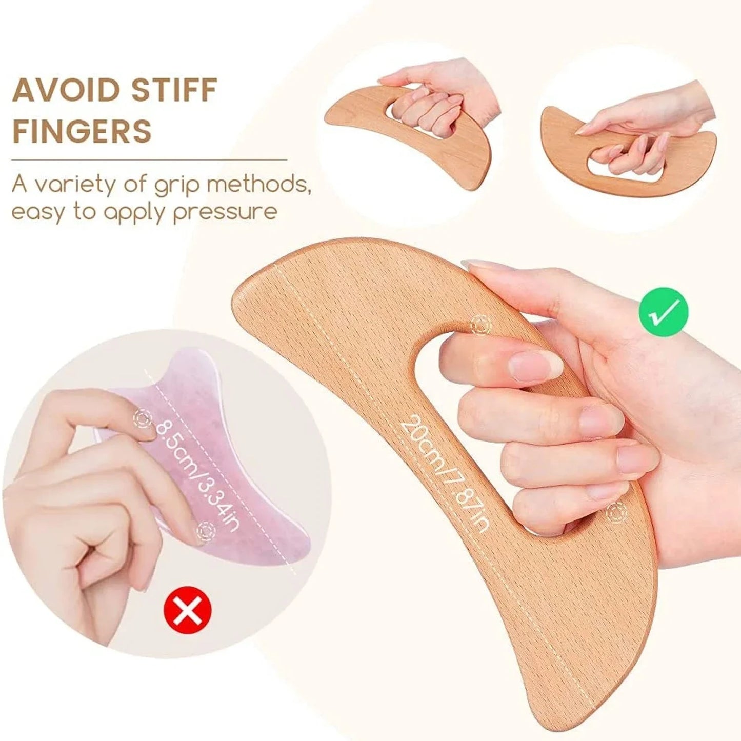 Wooden Cellulite Massager - Full Body Gua Sha Tool for Muscle Scraping & Back Massage, Natural Wood Care