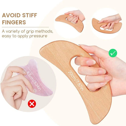 Wooden Cellulite Massager - Full Body Gua Sha Tool for Muscle Scraping & Back Massage, Natural Wood Care