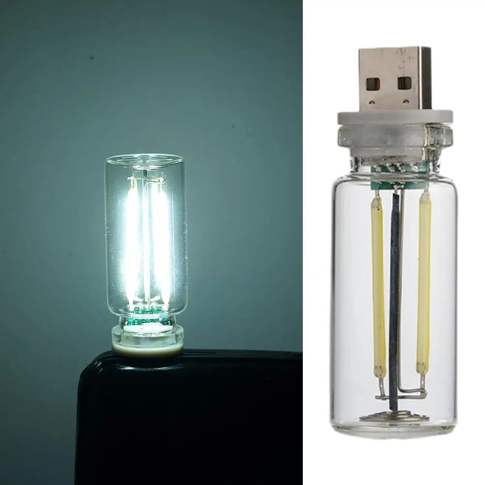 Car USB Night Light Touch Control Dimmable LED Filament Lamp USB Plug and Play Decorative Atmosphere Light for Car Bedroom