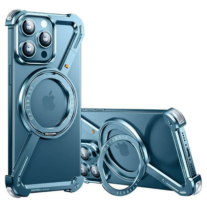 Oatsbasf Z Shape Phone Case for iPhone 16 15 14 Pro Max with Stand 360°Rotatable Magsafe Minimalist Frameless Protective Cover