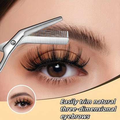 Professional Stainless Steel Eyebrow Scissors with Comb Teeth and Tweezers-Style Tip Heavy-Duty Sharp Blades Serrated Edge