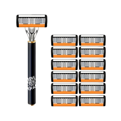 6 Blade Manual Razor for Men, Portable Travel Shaver for Face Beard & Body Hair Removal, Disposable Razors with Non-slip Grip