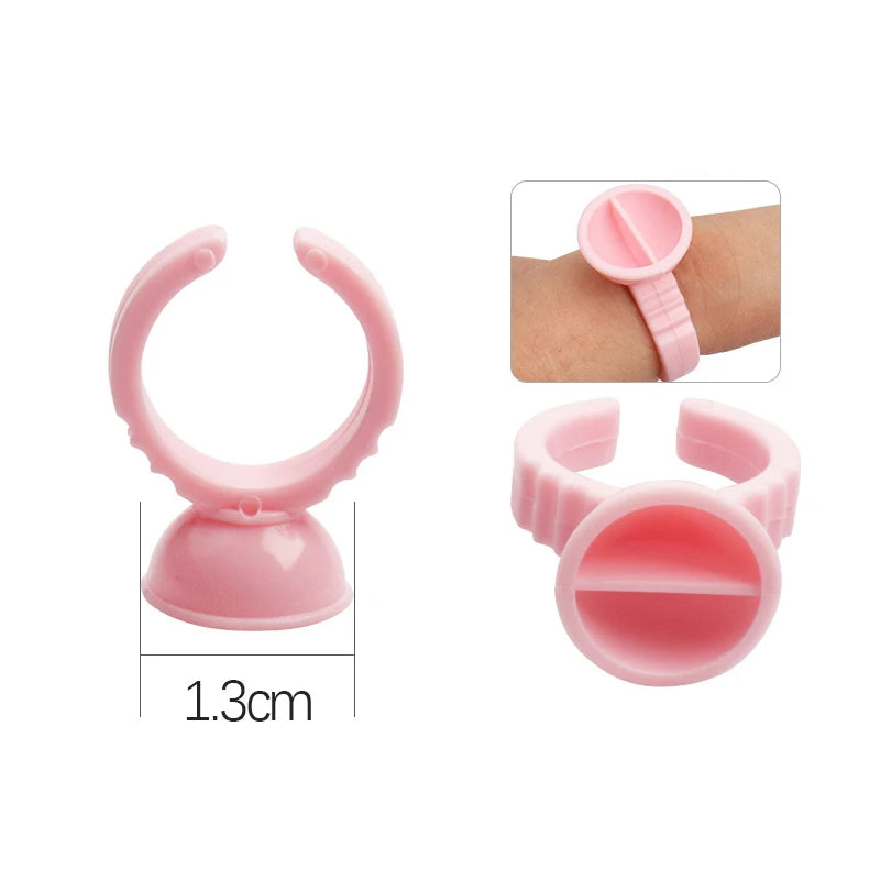 AILEISHI 100Pcs Disposable Eyelash Glue Fan Cup Rings Holder Container Tattoo Pigment Eyelash Extension Tools Lash Supplies
