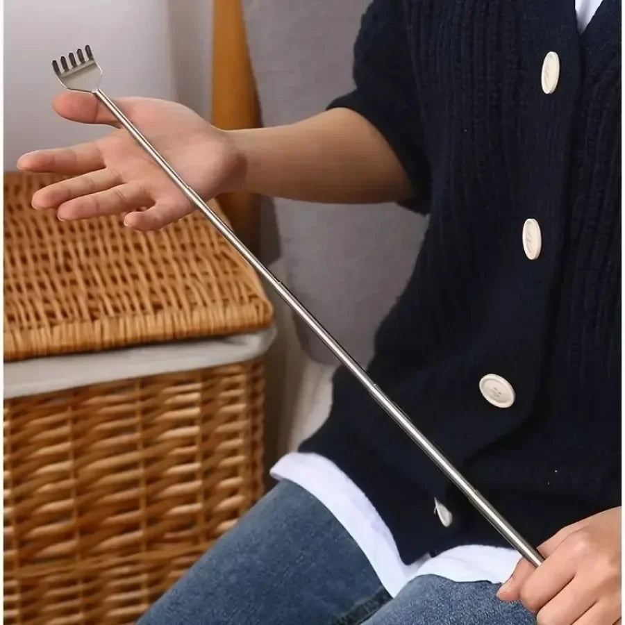 silvery Telescopic Back Scratcher,  Portable Extendable Stainless Steel  Scratchers for Men Women ，Mothers Gifts，Gifts For Men，G