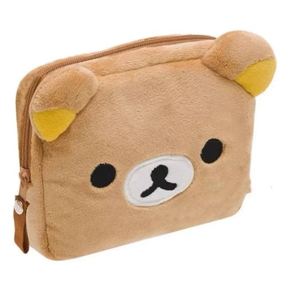 Rilakkuma Cute Makeup Organizer Storage Bag Cartoon Bear Plush Kawaii Cosmetic Cosmetic Bags Vanity Beauty Case Cute Pencil Case
