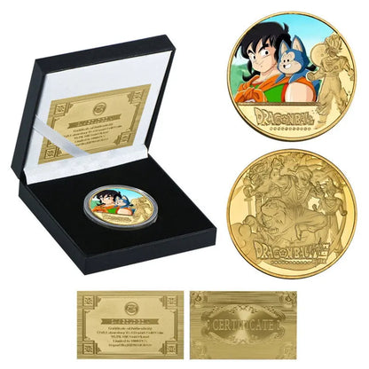 Dragon Ball Gold Plated Gold Coin Son Goku Vegeta Commemorative Coins Children Classic Anime Peripherals Collection Toy Souvenir