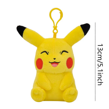 Anime Pokemon Kawaii Pikachu Keychain Eevee Mew Bulbasaur Charmander Snorlax Psyduck Stuffed Toy Cute Plush Keyring Doll Pendant