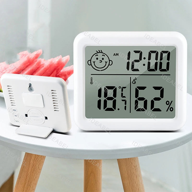 Multifunction Thermometer Hygrometer Automatic Electronic Temperature Humidity Monitor Clock 3.2inch Large LCD Screen