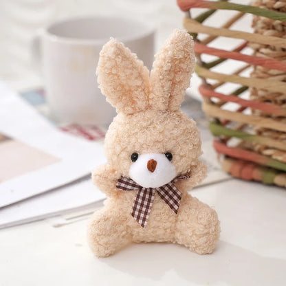 10cm Soft Stuffed rabbit Plush Toys Mini Bow-tie sitting bunny Dolls Small Gift for Party Wedding Keychain Pendant Teddy Doll