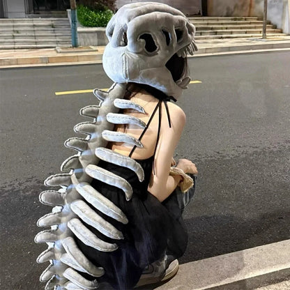 Realistic Dinosaur Skeleton Costume Set Funny Headgear Cosply Dress up Clothing Plush Toys Creative Gifts