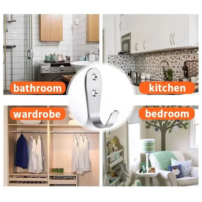 5pcs stainless steel hooks, Clothes hooks, wall-mounted J-shaped hooks, for hanging coats, hats, bathrobes, towel etc