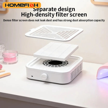 Turbine Brushless Nail Dust Remover Strong Suction 120W Nail Vacuum Cleaner for Manicure with Removable Filter Speed Adjustable