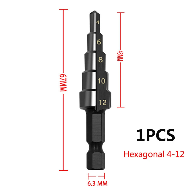 3pcs 3-12mm 4-12mm 4-20mm HSS Straight Groove Step Drill Bit Set Titanium Coated Wood Metal Hole Cutter Core Drill Bit Set