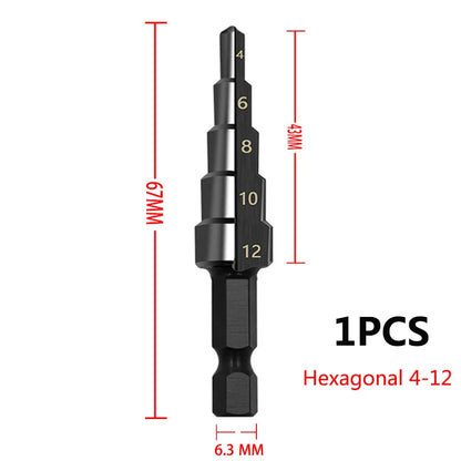 3pcs 3-12mm 4-12mm 4-20mm HSS Straight Groove Step Drill Bit Set Titanium Coated Wood Metal Hole Cutter Core Drill Bit Set
