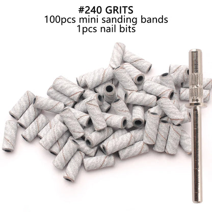 100pcs 3.1mm Mini Sanding Bands Kits Nail Drill Bits Mandrel Sets Electric Manicure Accessories Tool Dead Skin Remover