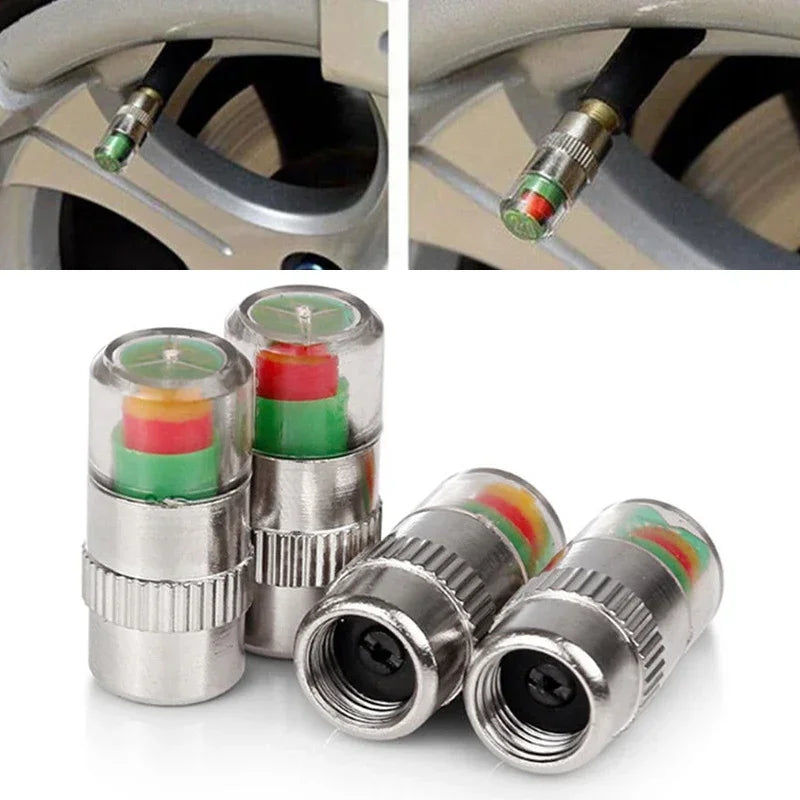 NEW 4pcs Car Tire Pressure Indicator Gauge Alert Monitoring Valve Cap Sensor External Detection
