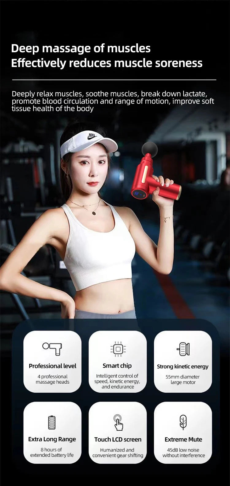 New Upgraded Portable Massage Gun Deep Tissue Muscle Relief Rechargeable Battery, Ideal For Back & Neck,Gift For Everyon
