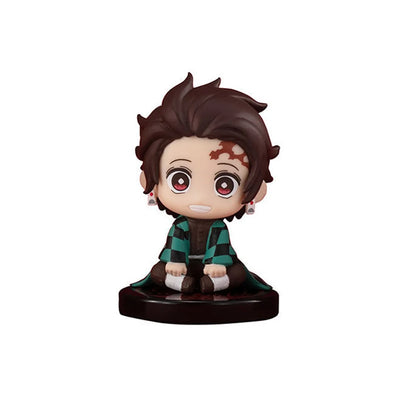 5-15pcs Q Version Demon Slayer Sitting Ghost Doll Tanjiro Nidouzi Inosuke Zenizu  Toy  Figural PVC Model Gift
