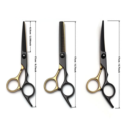 6" Professional Hair Styling Kit Includes Straight Curved Thinning Shears and Comb Stainless Steel Construction for Salon Home