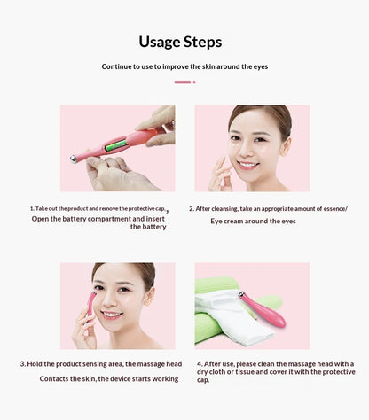 Electric Eye Massager Beauty Device Delicate Eye Skin Puffiness  Smooth Fine Lines Care Tool