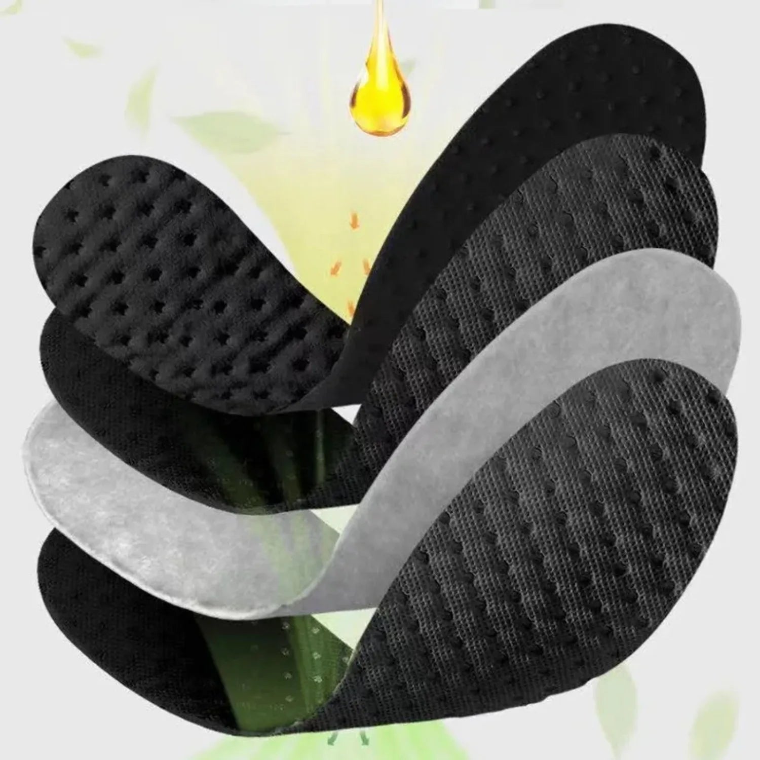 1 Pair Bamboo Charcoal Antibacterial Insoles Plant Deodorant Thick Shock Absorbing for Running Sports