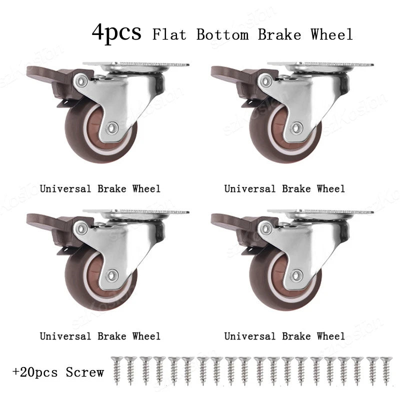 4pcs/lot Universal Fixed Swivel Casters for Table Chair Sofa With/Without Brake Heavy Duty Furniture Castor Silent Trolley Wheel