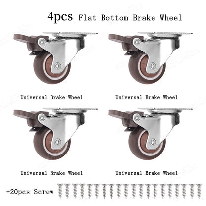 4pcs/lot Universal Fixed Swivel Casters for Table Chair Sofa With/Without Brake Heavy Duty Furniture Castor Silent Trolley Wheel