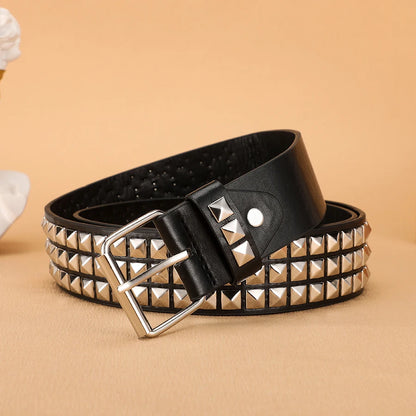 Trend Rivet Belt Heavy Metal Belt Men Women Punk Nightclub Rock Style Belt Jeans Belt Y2K Belt Fashion Decoration Women' Belt