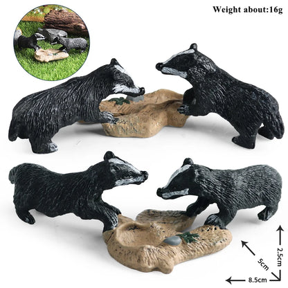 Oenux Forest Wild Animals Badger Brock Tapirus indicus Beaver Anteater Action Figures Model PVC Collection Education Kid Toy
