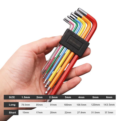 Bicycle Allen Key Set L Wrench Universal 7Pcs Ball End Torx Star Keys Tool MTB Road Bike Repair Tool Kit For 1.5/2/2.5/3/4/5/6mm
