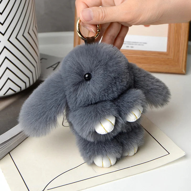 15cm Gifts Rabbit Fur Keychain Women Bag Car Key chain Pendant Decoration Jewelry Bags Hangings Accessories