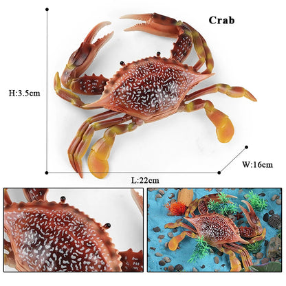 Oenux Simulation Ocean Sea Life Animals Model Lovely Crab Action Figures Toy Cake Toppers Collection Jouet Kids Education Gift