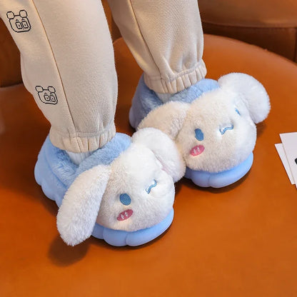 Pokemon Anime Pikachu Autumn/Winter Children'S Cute Flat Plush Slippers Soft Sole Non-Slip Warm Indoor Home Cotton Shoes Gifts