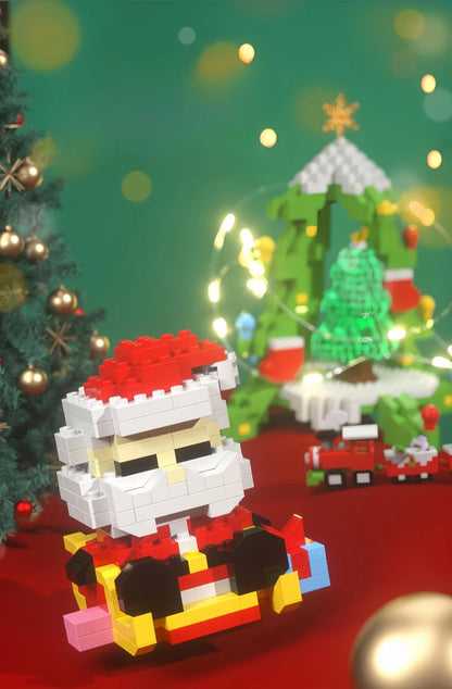 Knew Built Christmas Micro Mini Building Blocks Toys - Santa Claus, Christmas Tree, Reindeer, Snowman Elements - Perfect Gifts