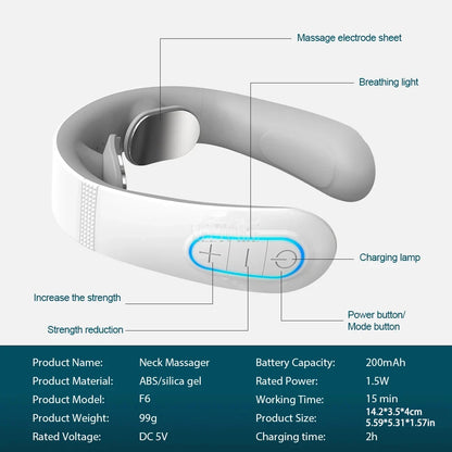 Pulse Neck Massager Electric Smart Cervical Massagers TENS Pain Muscle Kneading Massage