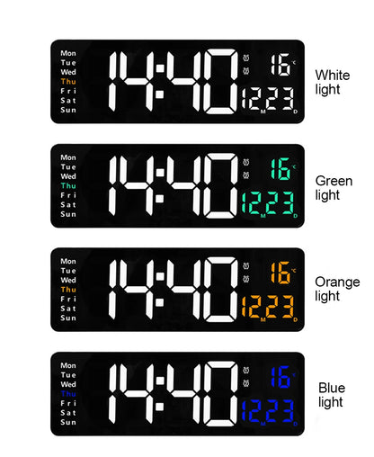Large Digital Wall Clock Remote Control Temp Date Week Display Power Off Memory Table Clock Wall-mounted Dual Alarms LED Clocks