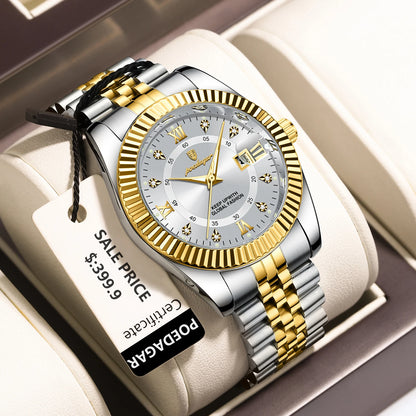 POEDAGAR Luxury Business Men Wristwatch Waterproof Luminous Date Military Man Watch Stainless Steel Fashion Men's Quartz Watches