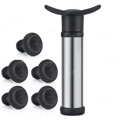 Vacuum Wine Saver Set Pump Preserver with Vacuum Wine Rubber Black Bottle Stoppers for White / Beer Wine Sealing Keep Wine Fresh