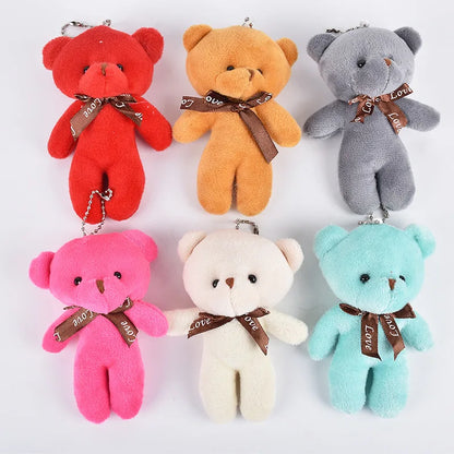 30pcs New 21Color Mini Bear Plush Doll Keychain 12cm Cute Colorful Bear Animal Stuffed Toys For Girl Bag Pendant Children Gifts