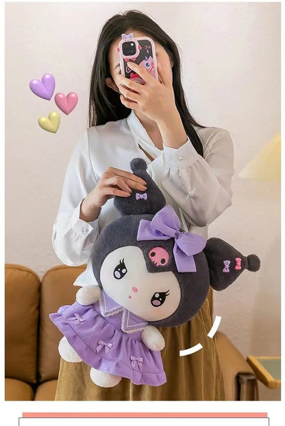30cm Sanlio Purple Dress Kuromi Stuffed Plush Toy Cute Anime Surrounding Melody Plush Doll Gift for Girlfriend's Birthday