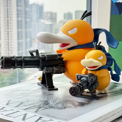 9/15cm Cartoon Pokemon Gatling Gun Psyduck Standing Posture Action Figure Collection Model Car Ornament Desktop Decor Toy Gifts